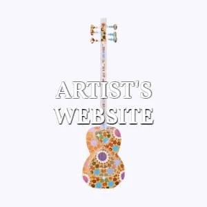 Website von Elshan Ghasimi: eine bunt verzierte Tar, Schriftzug „Artist's Website“ über dem Bild